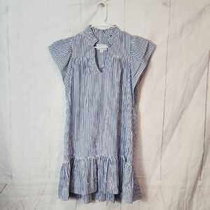 Sabina Musayev Blue White  Ruffle Hem Dress